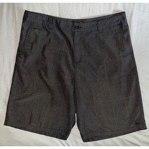 O'Neill Mens Shorts Black/Gray Plaid Chino Flat Front Surf Skate Size 40‎